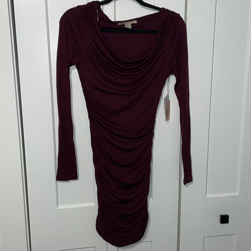 Burgundy long sleeve dress size S NWT